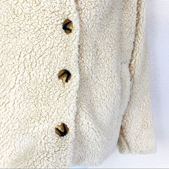 Fashion On Earth Cream Sherpa Teddy Coat Size S - Picture 3 of 9